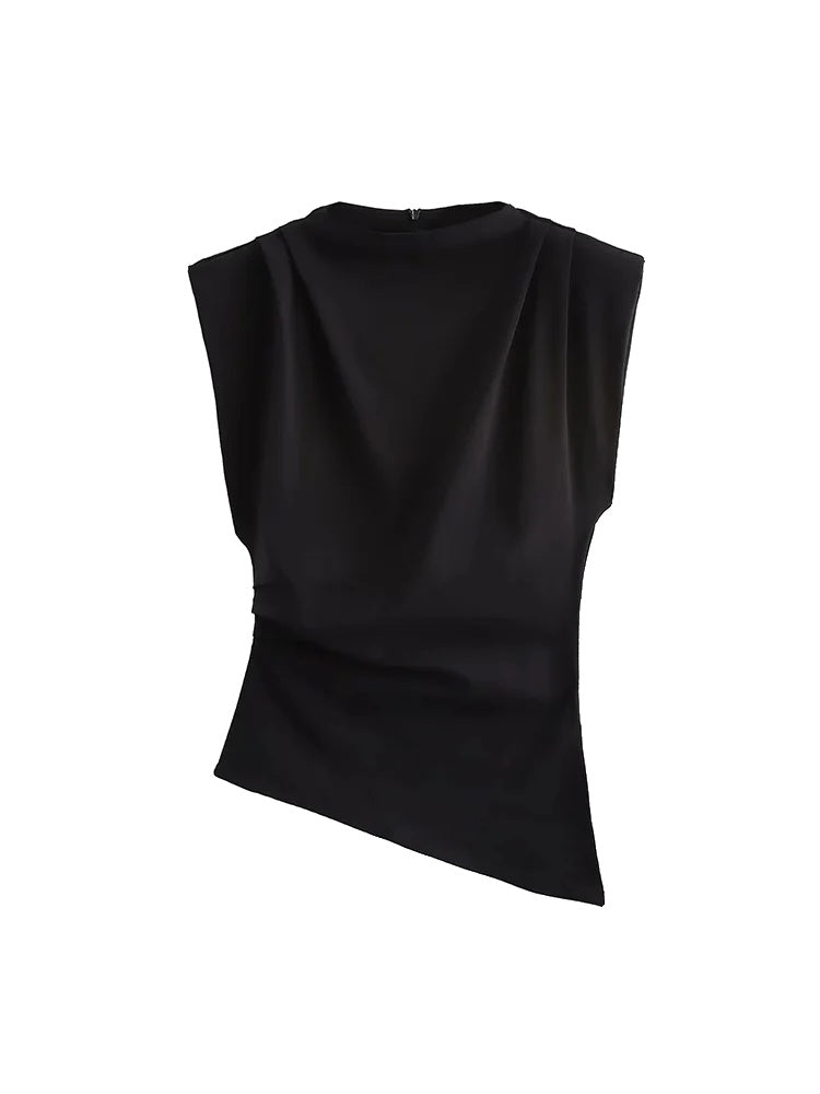Variant image for Damen Top Schwarz Größe M Polyester Asymmetrisches Design-1