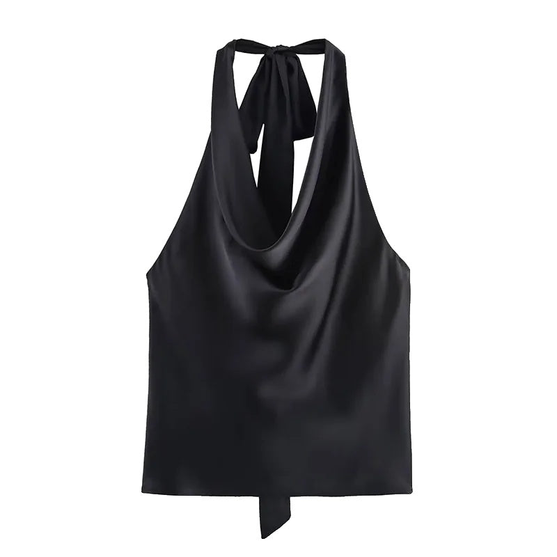 Variant image for Damen Top Schwarz Größe M Baumwolle Ärmellos mit Rückenschnürung-1