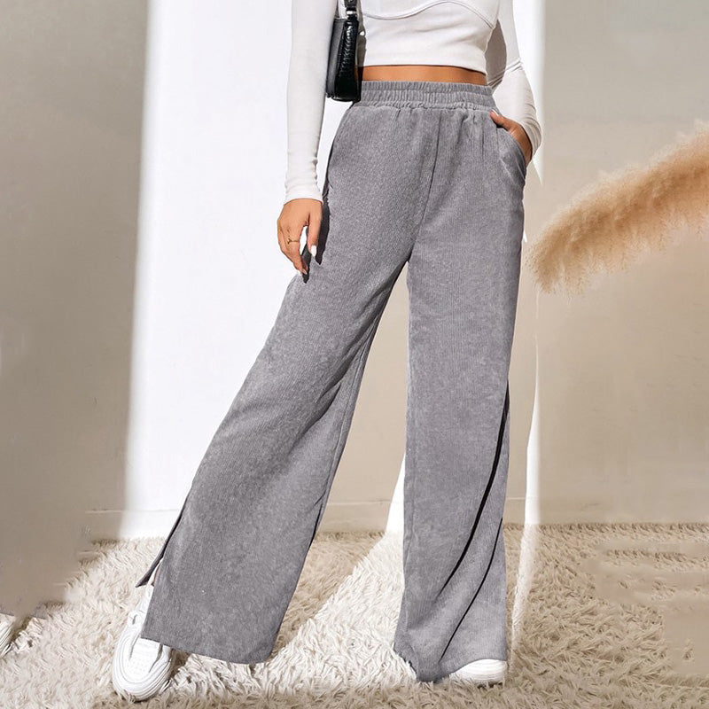 LAYLA – WEIT GESCHNITTENE SOMMERHOSE MIT GUMMIBUND IN LEINENOPTIK