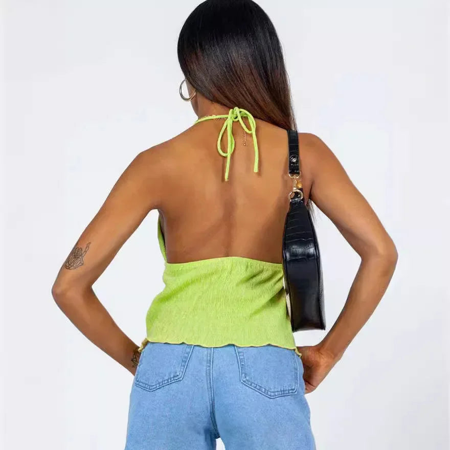 2023 Frühlings Sommer Neue Frauenkleidung sexy Kordelkordel Tank Top European American Style Polyester Fasertank Top 3