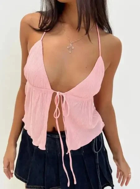 2023 Frühlings Sommer Neue Frauenkleidung sexy Kordelkordel Tank Top European American Style Polyester Fasertank Top 5