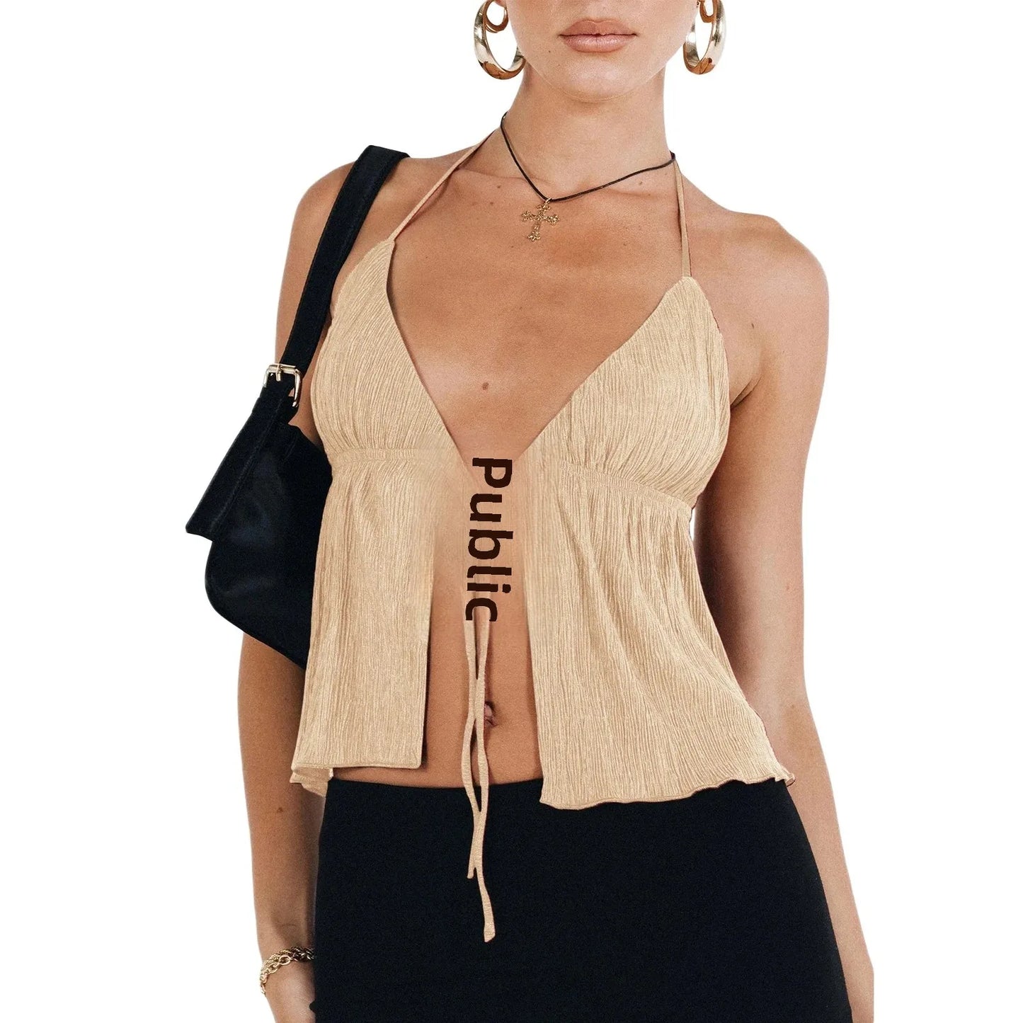 2023 Frühlings Sommer Neue Frauenkleidung sexy Kordelkordel Tank Top European American Style Polyester Fasertank Top 7