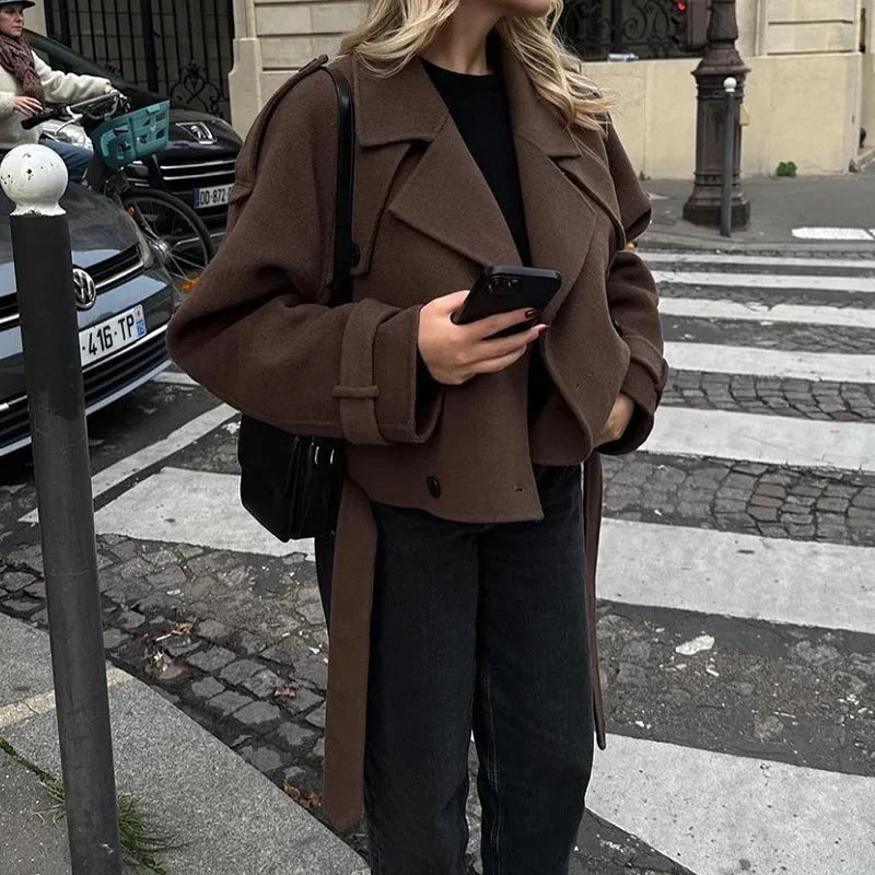 AVRIL WOLLJACKE – DAMEN COAT MIT GÜRTEL & OVERSIZE-SCHNITT
