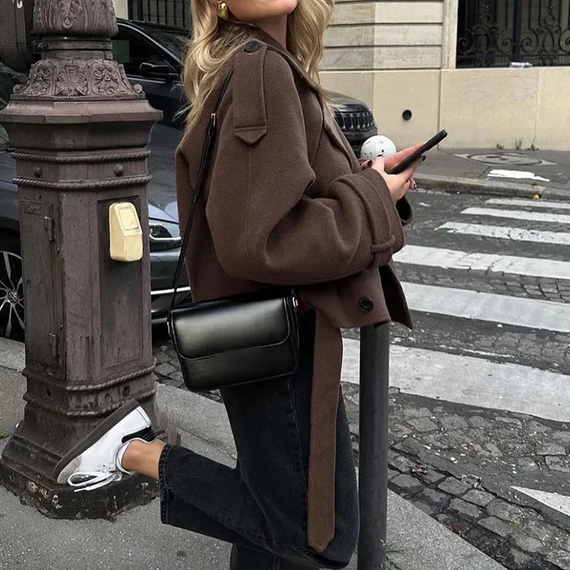 AVRIL WOLLJACKE – DAMEN COAT MIT GÜRTEL & OVERSIZE-SCHNITT