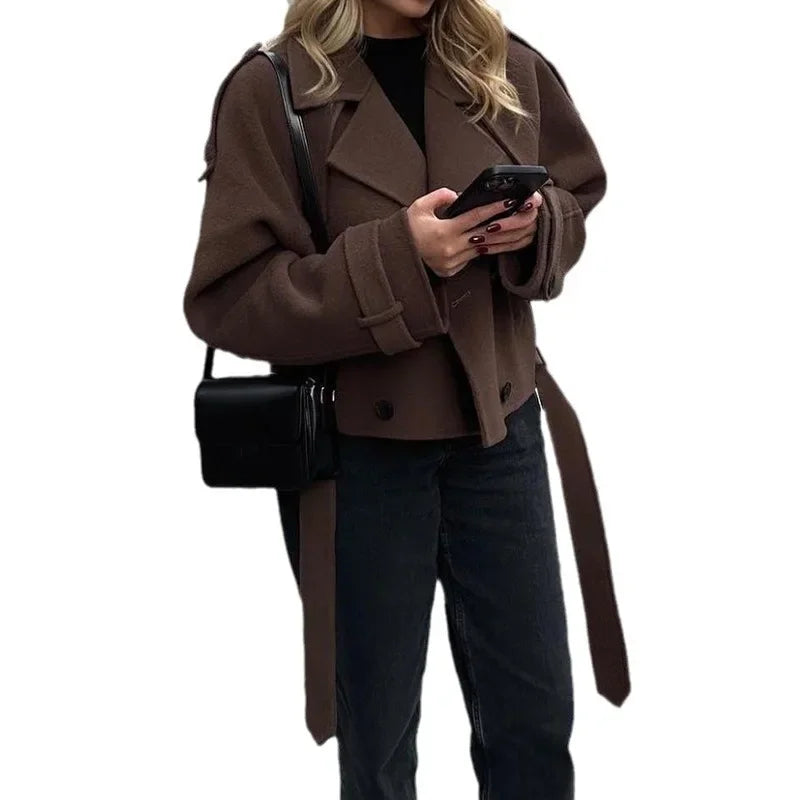 AVRIL WOLLJACKE – DAMEN COAT MIT GÜRTEL & OVERSIZE-SCHNITT