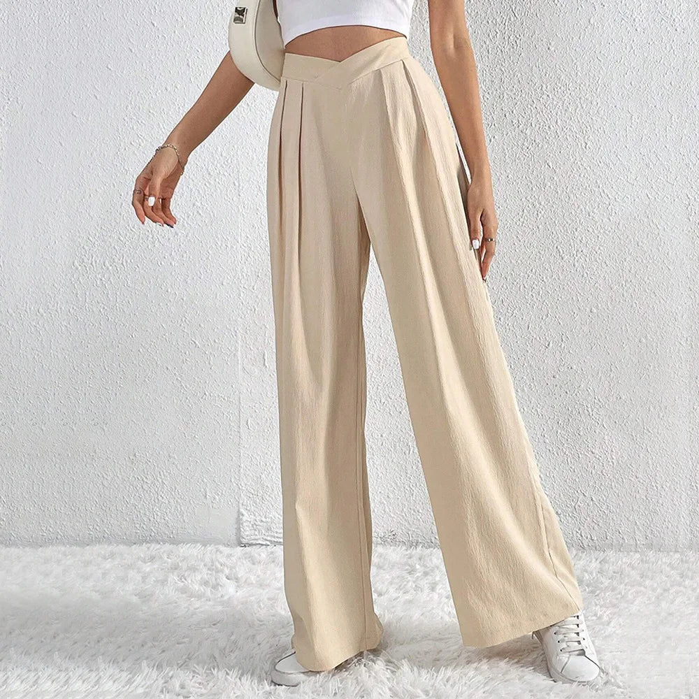 LORENA WEITE STOFFHOSE MIT HIGH-WAIST UND FALTENDETAIL