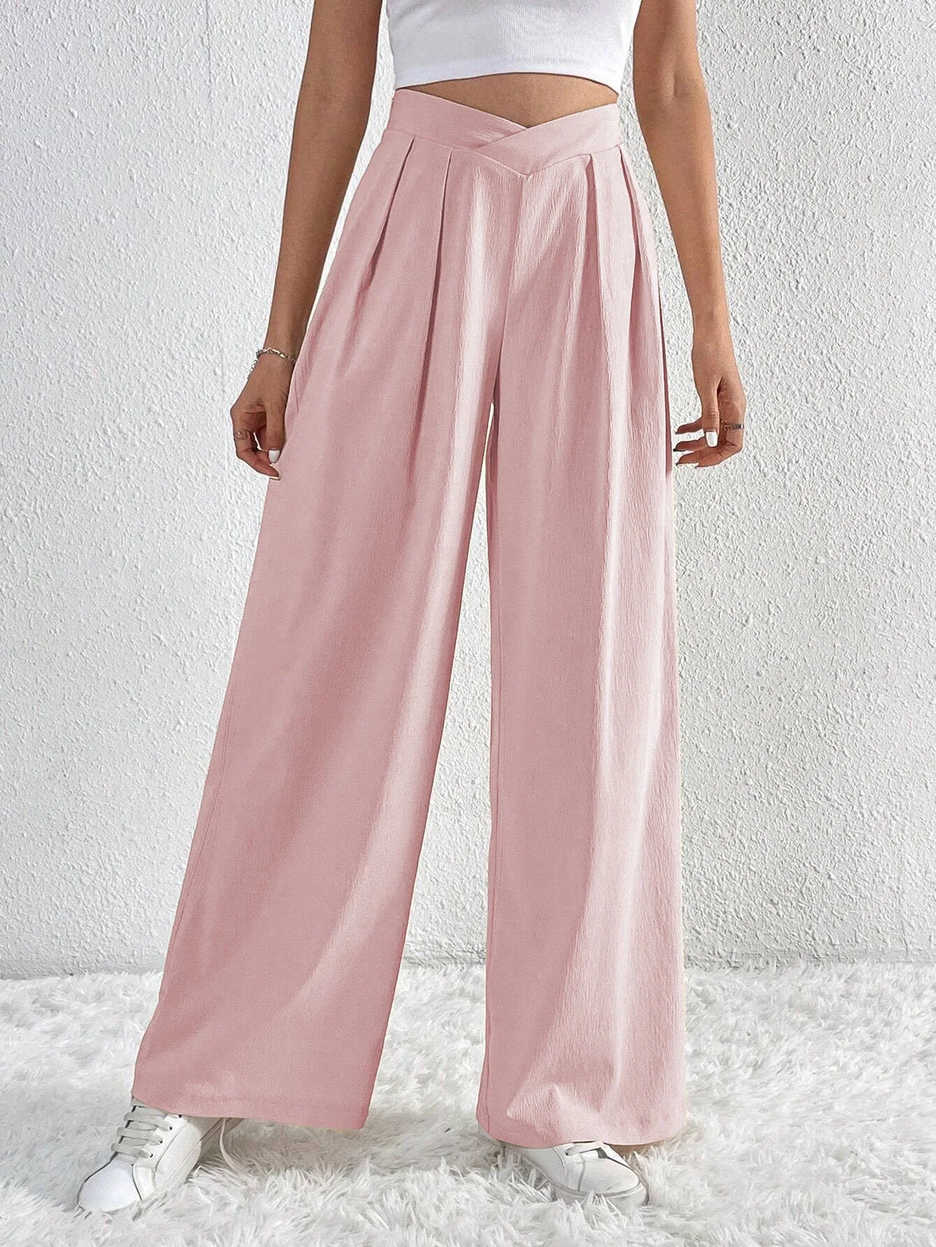 LORENA WEITE STOFFHOSE MIT HIGH-WAIST UND FALTENDETAIL
