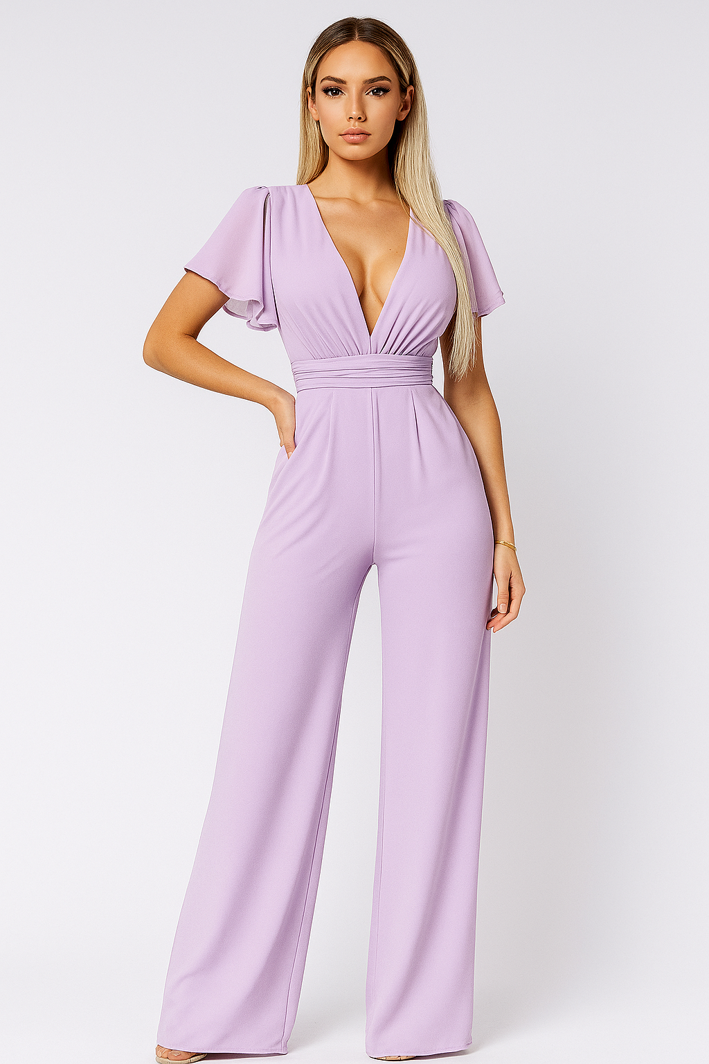 NALANI JUMPSUIT – DAMEN JUMPSUIT MIT WEITEM BEIN UND V-AUSSCHNITT
