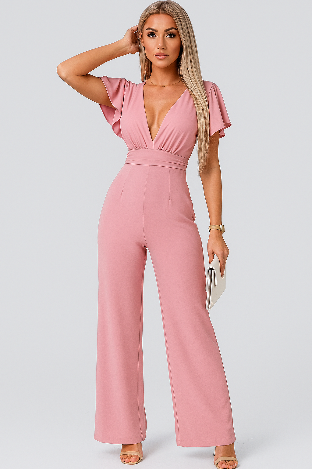 NALANI JUMPSUIT – DAMEN JUMPSUIT MIT WEITEM BEIN UND V-AUSSCHNITT