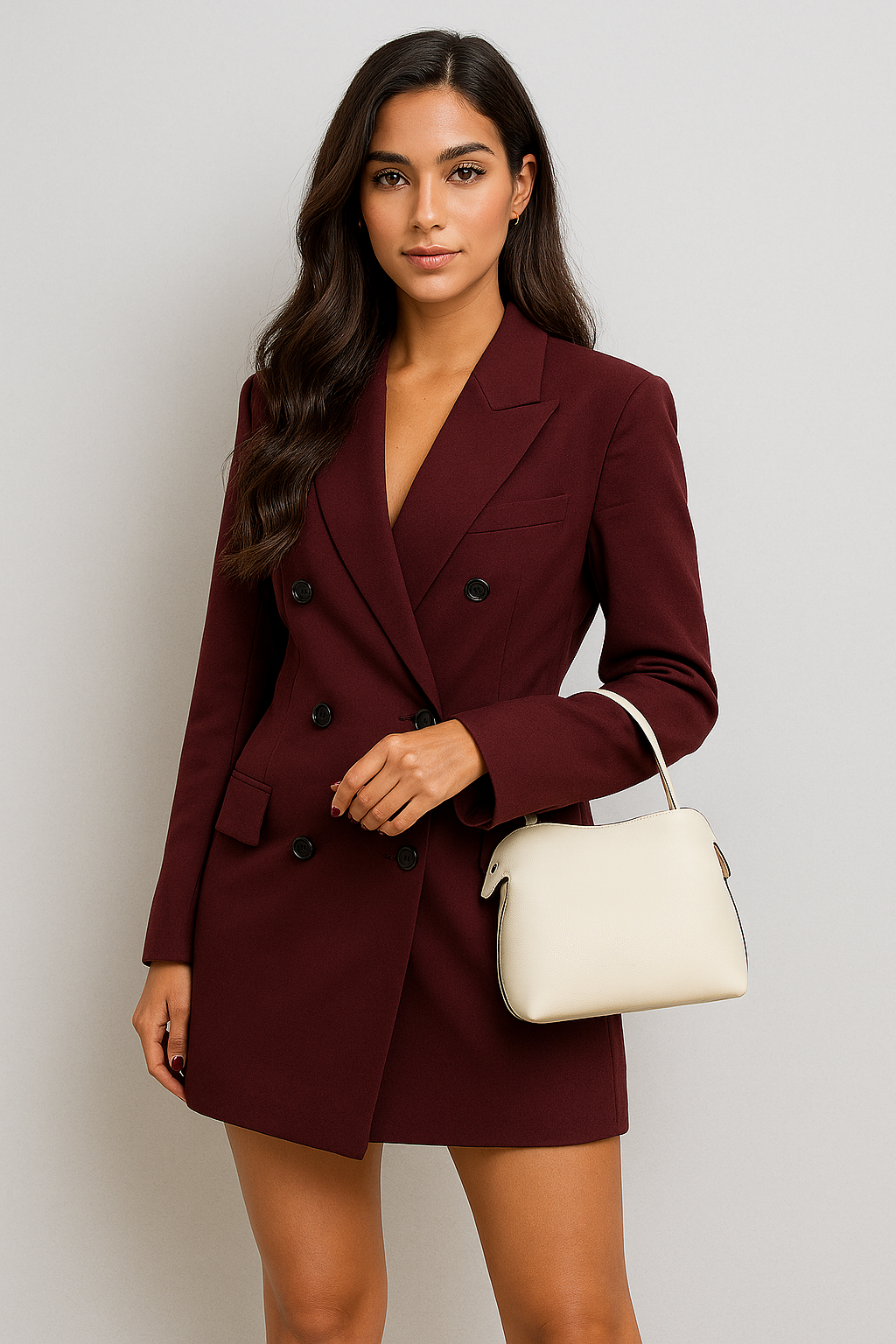 VIVIENNE – OVERSIZED BLAZER IN BURGUNDERROT