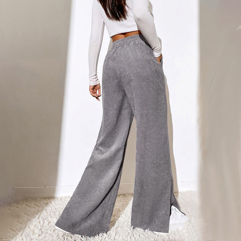 LAYLA – WEIT GESCHNITTENE SOMMERHOSE MIT GUMMIBUND IN LEINENOPTIK