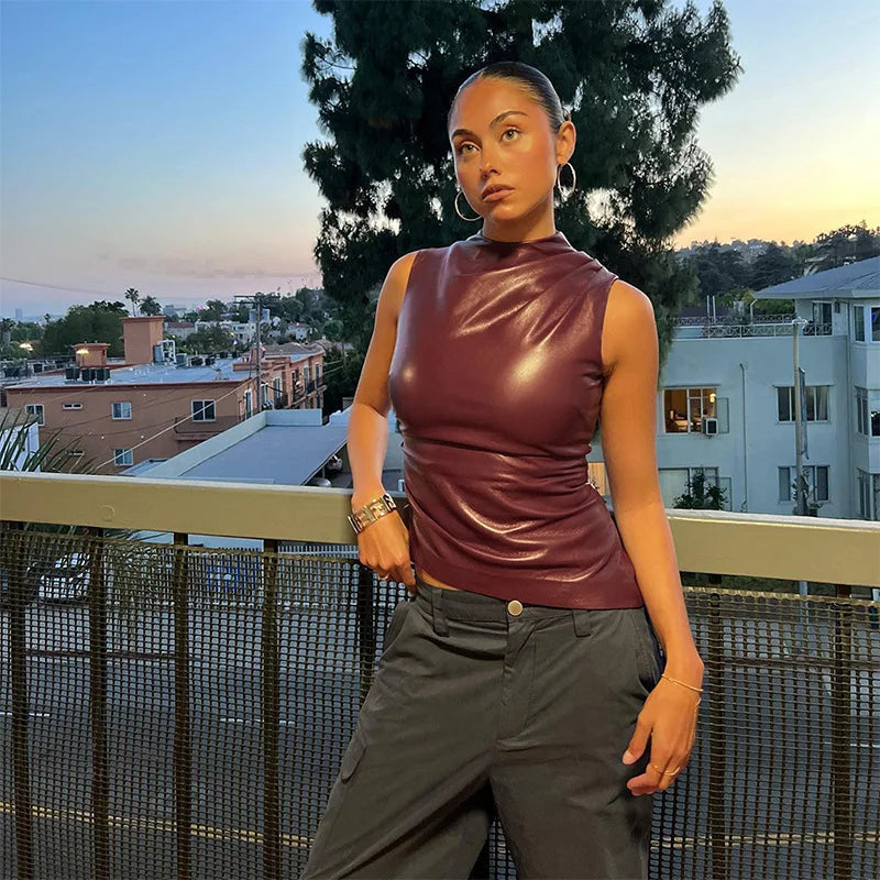 LIORA WETSUIT TOP – DAMEN GLITZER TOP AUS KUNSTLEDER FESTLICHES TOP FÜR ELEGANTE ANLÄSSE