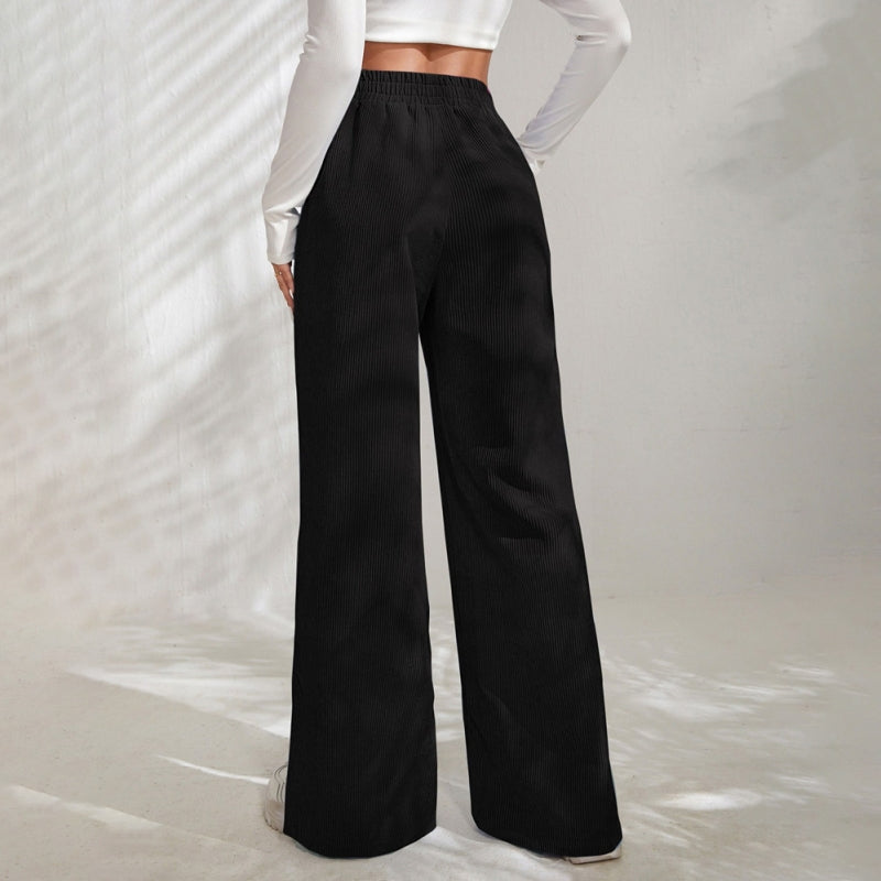 LAYLA – WEIT GESCHNITTENE SOMMERHOSE MIT GUMMIBUND IN LEINENOPTIK