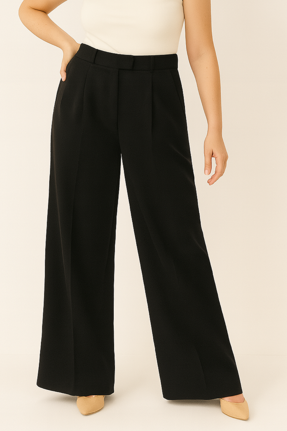 ADA ANZUGHHOSE MIT WEITEM BEIN UND BUNDFALTEN
