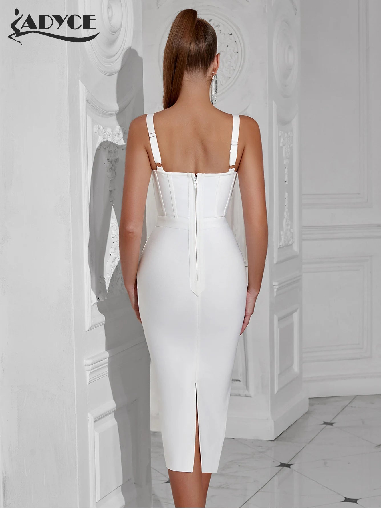 Adyce 2024 Neue Sommer Spaghetti -Straße Verbandskleid für Frauen sexy ärmellose Abendstickte Nachtpartykleider Vestidos 1