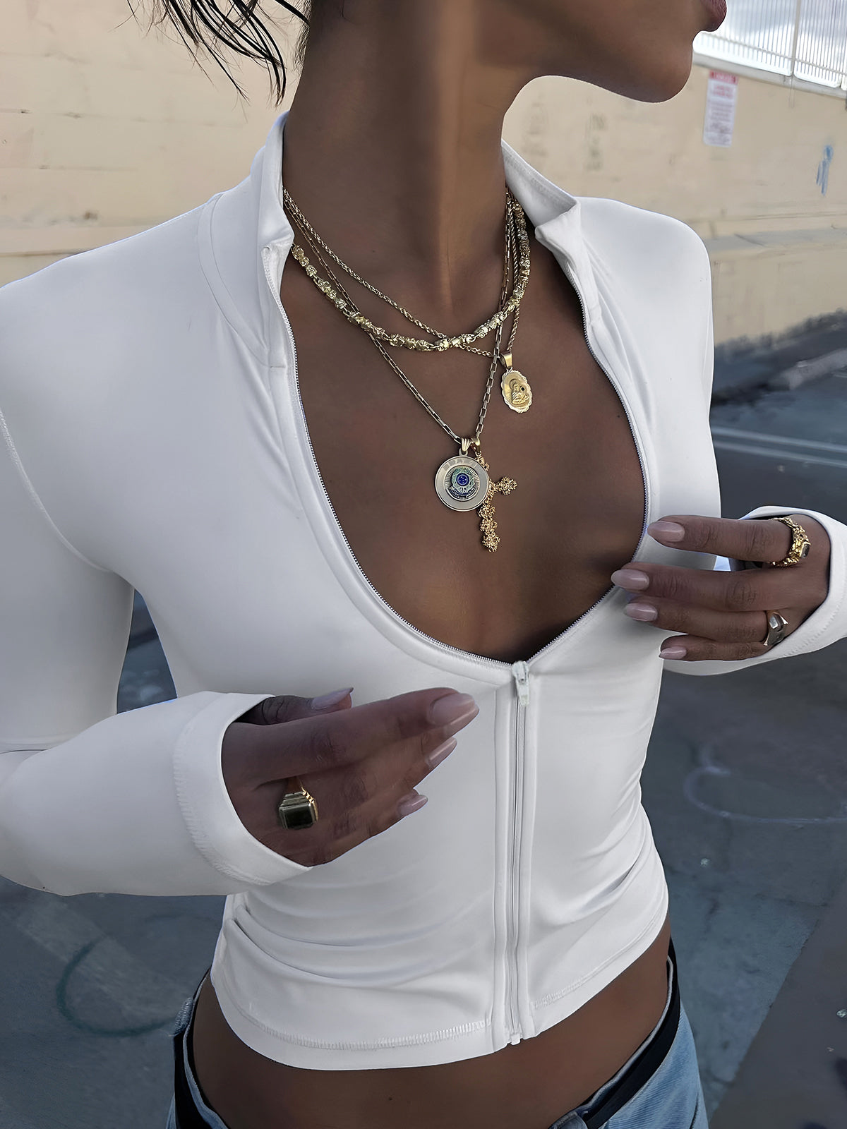 Elisa – Stylish Zipper Crop Bluse 3