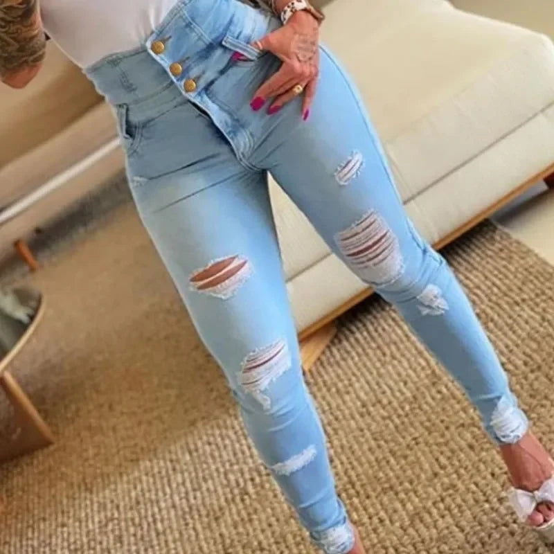 CALVARA ZERRISSENE HIGH-WAIST JEANS DAMEN – FIGURBETONT & TRENDY