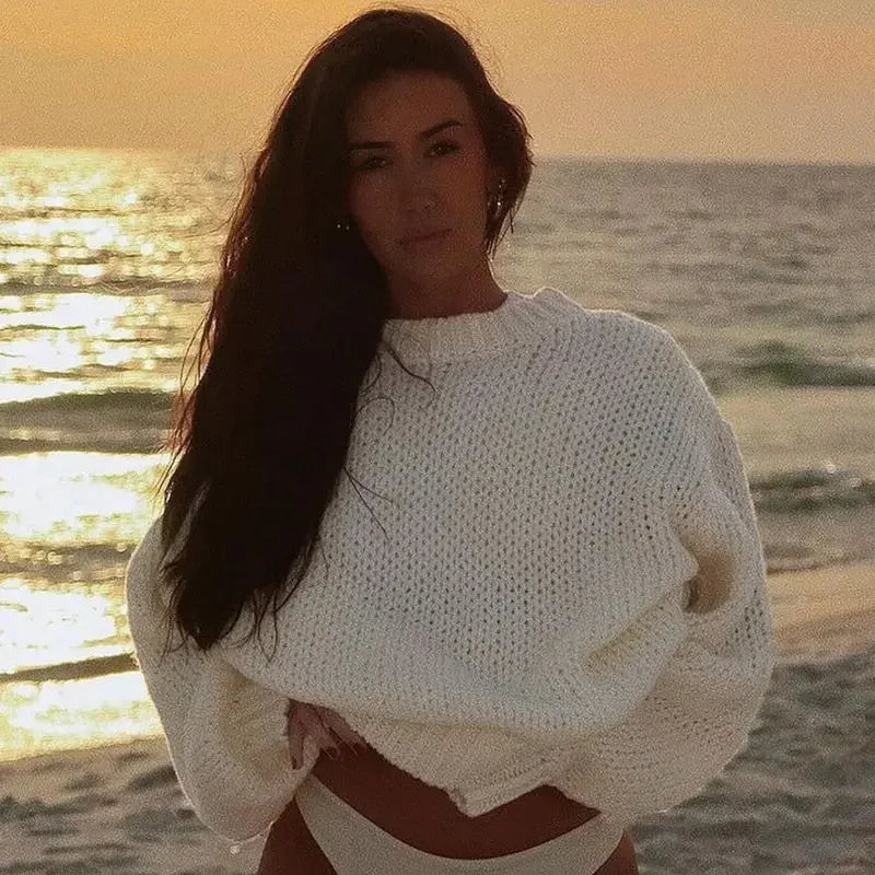 ELARA PULLOVER – WEISSER STRICK MIT WEITEN ÄRMELN