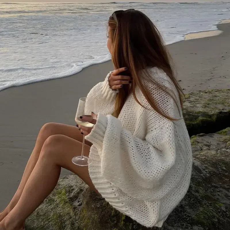 ELARA PULLOVER – WEISSER STRICK MIT WEITEN ÄRMELN