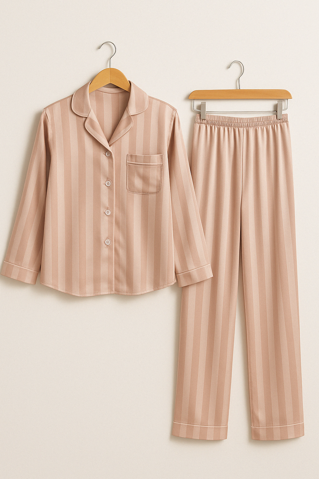 ANNA – GESTREIFTES PYJAMA-SET MIT LANGEN ÄRMELN UND KNOPFLEISTE