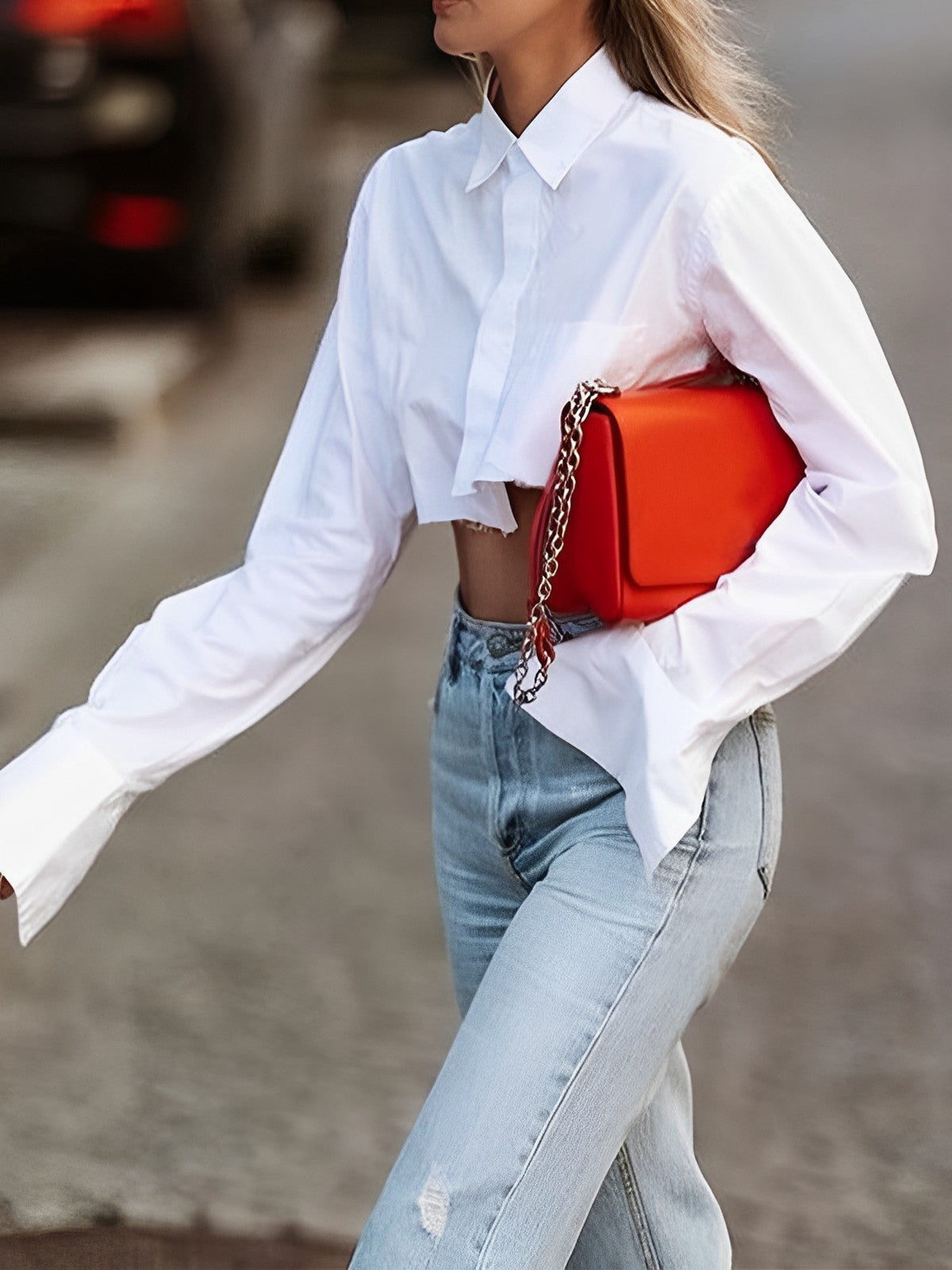 Cropped Damenbluse mit Raw Cut – Modern, Urban & Statementstark 3