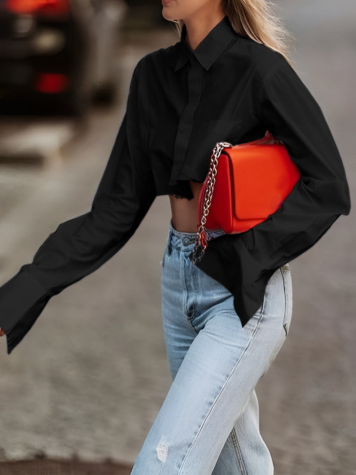 Cropped Damenbluse mit Raw Cut – Modern, Urban & Statementstark 5