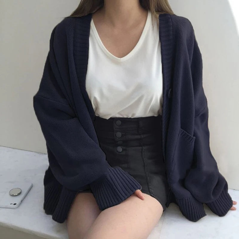 ELENORA CARDIGAN – OVERSIZE STRICKJACKE MARINEBLAU