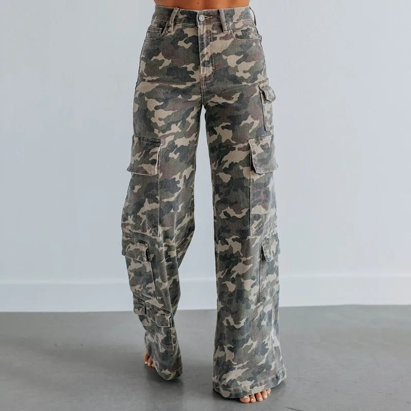 RILEY CARGOHOSE – CAMOUFLAGE-HOSE MIT WEITEM BEIN UND TASCHEN