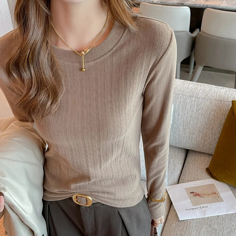 VARESE LONGSLEEVE SHIRT AUS RIPPSTRICK MIT RUNDHALS