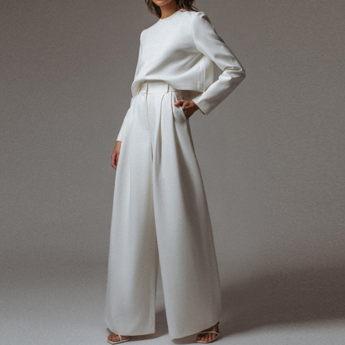 Elegantes Langarm-Shirt und Palazzo-Hosen-Set für Frauen 7