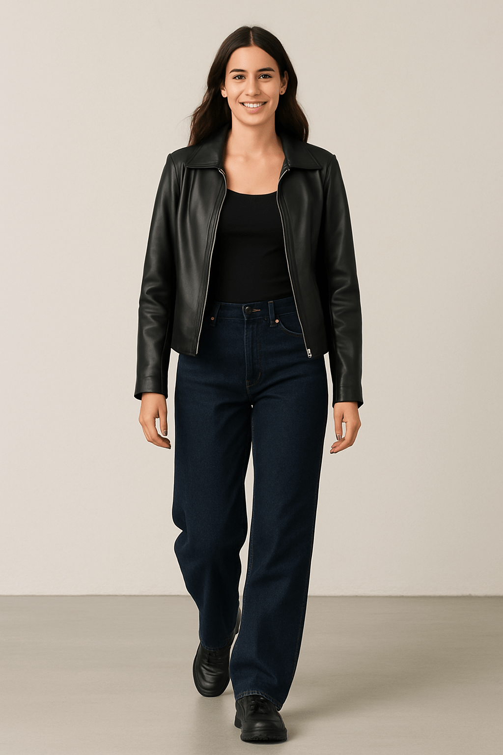 FENNA SCHLAGJEANS MIT HOHEM BUND UND VINTAGE-WASCHUNG