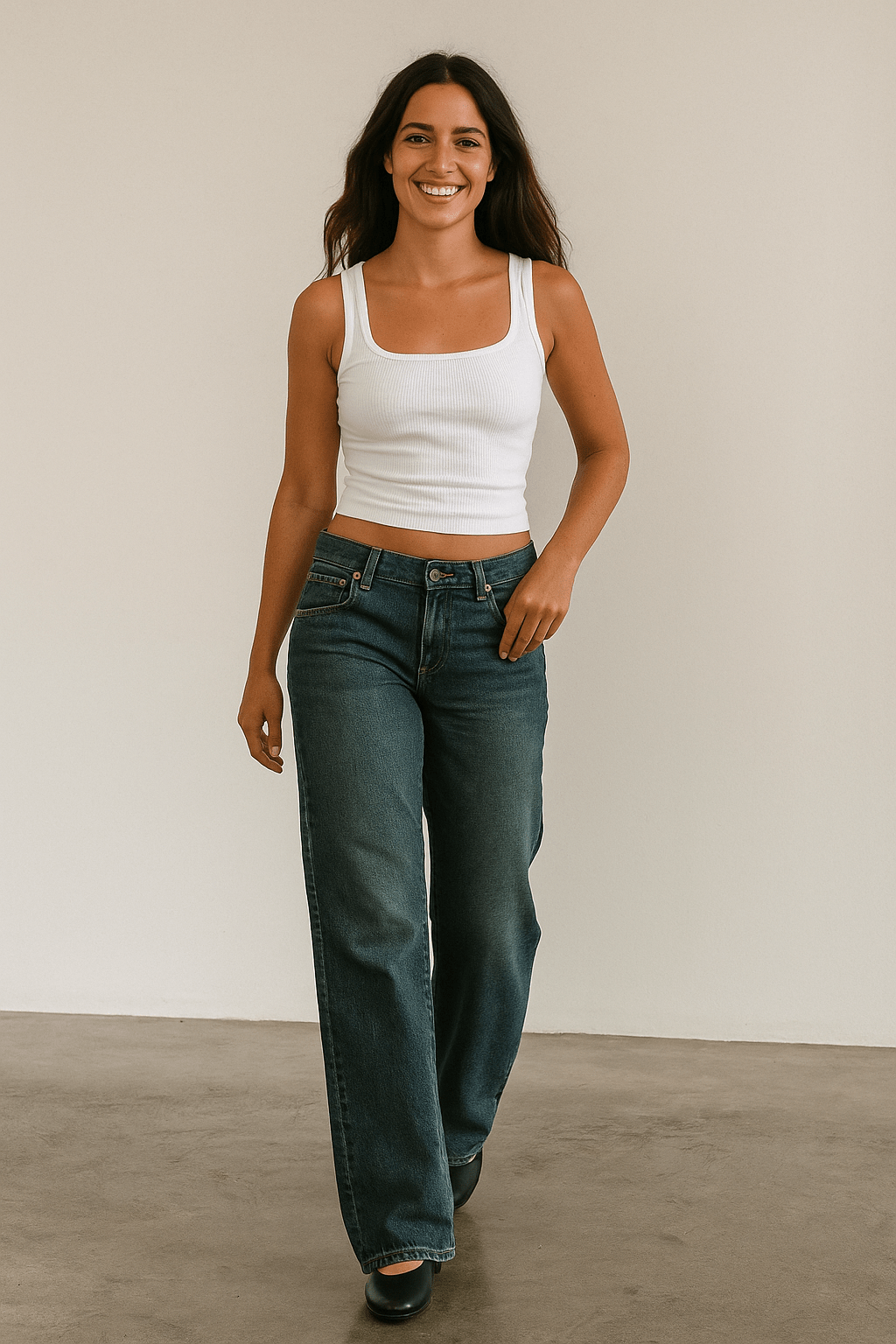 FENNA SCHLAGJEANS MIT HOHEM BUND UND VINTAGE-WASCHUNG