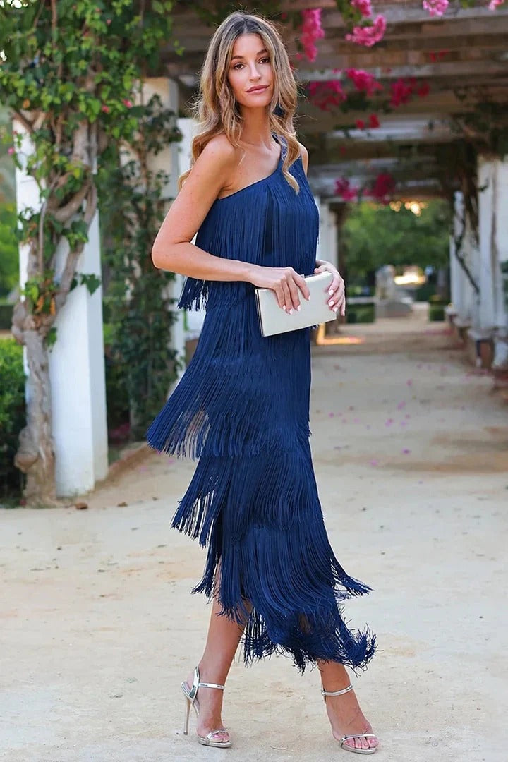 FranjaLux™ – Elegantes Damenkleid mit stilvollen Fransen 1
