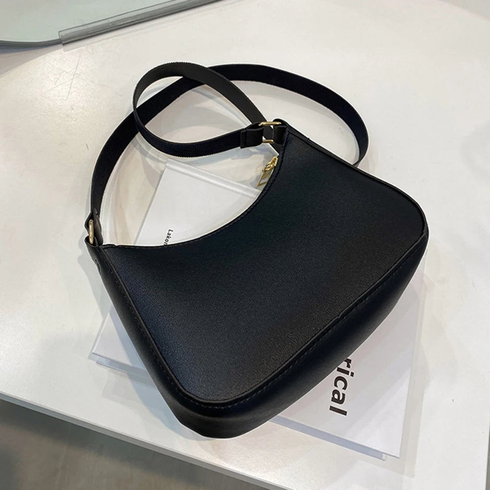 Variant image for New Women's Fashion Handbags Retro Solid Color PU Leather Shoulder Underarm Bag Casual Women Hobos Handbags-4