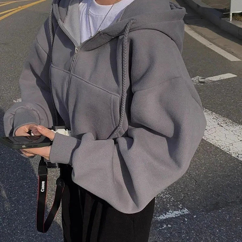 LILOU ZIP-HOODIE – OVERSIZE MIT KAPUZE UND KANGAROOTASCHE
