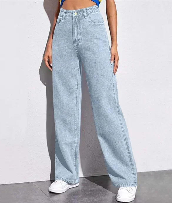 LEORA HIGH-WAIST JEANS – WEITE DAMENJEANS MIT GERADEM BEIN
