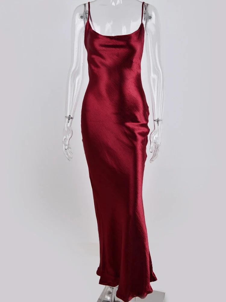 Julissa mo sexy Spaghetti -Riemen Rückenless Maxi Kleid Frauen Satin Satin Schnürung Trompete Abendkleid Elegante Bodycon Party Kleider 2024 6