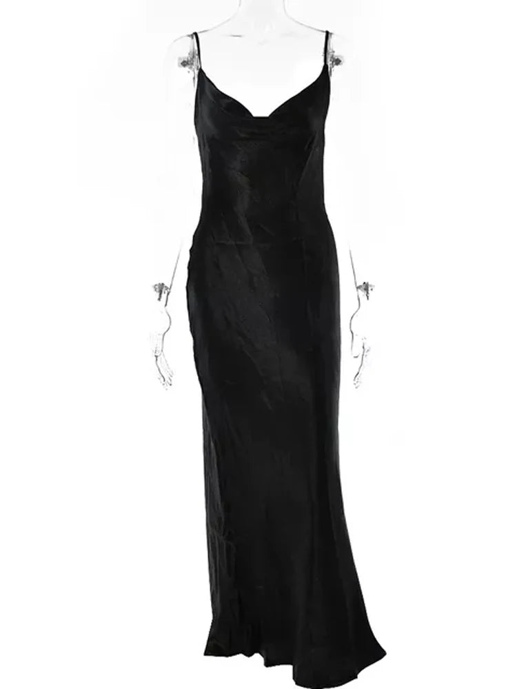 Julissa mo sexy Spaghetti -Riemen Rückenless Maxi Kleid Frauen Satin Satin Schnürung Trompete Abendkleid Elegante Bodycon Party Kleider 2024 8