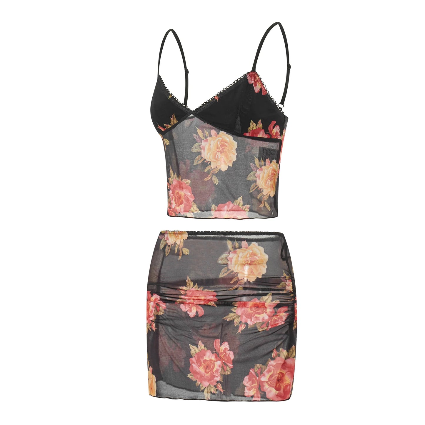 LENA CROP TOP MIT MINI ROCK BLUMENMUSTER FESTIVAL OUTFIT DAMEN KOMPLETTE OUTFITS DAMEN