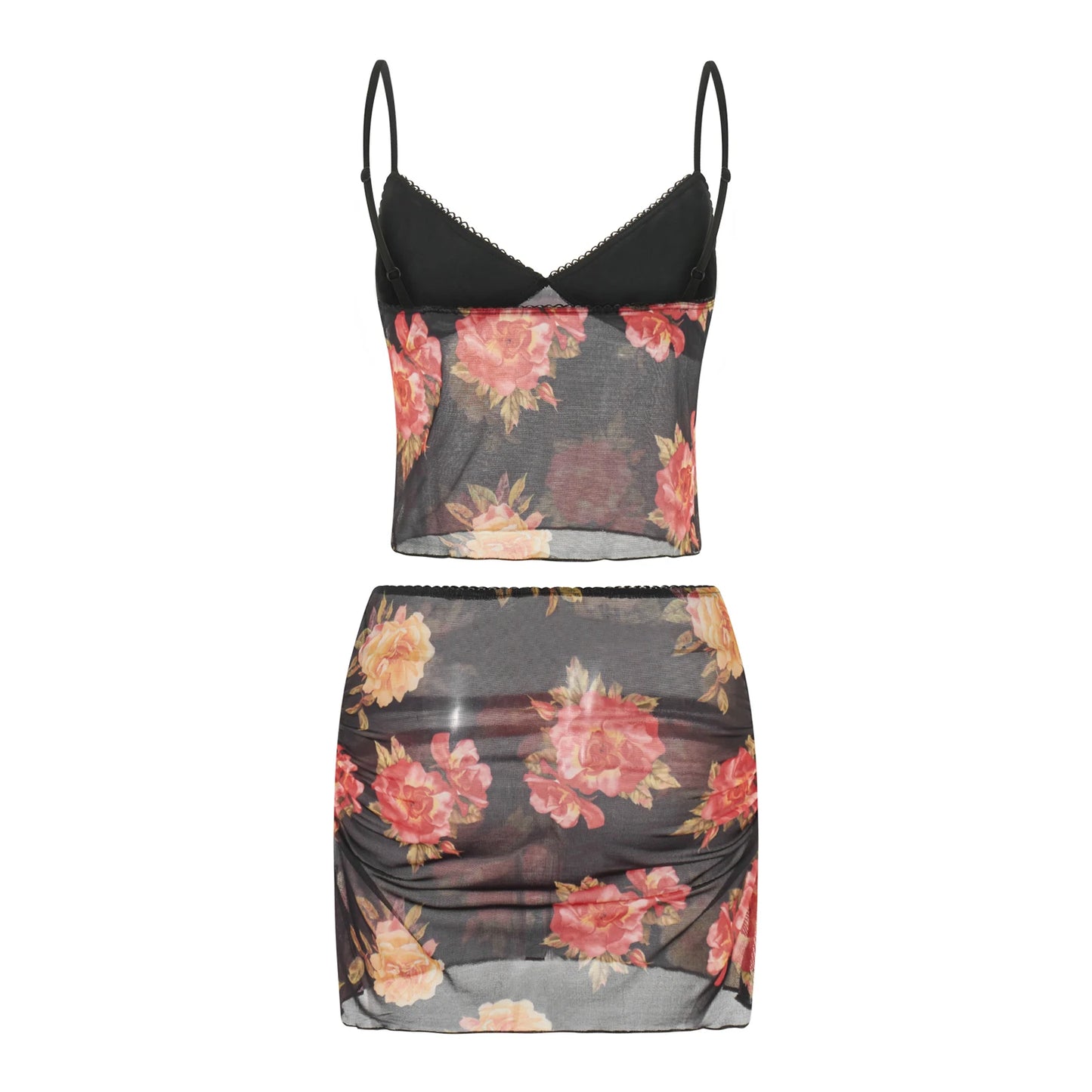 LENA CROP TOP MIT MINI ROCK BLUMENMUSTER FESTIVAL OUTFIT DAMEN KOMPLETTE OUTFITS DAMEN