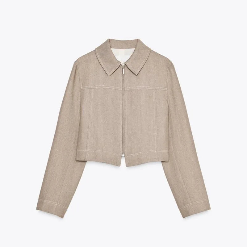VALENCIA ZWEITEILER MIT CROP JACKE UND WEITER HOSE IN LEINEN-OPTIK