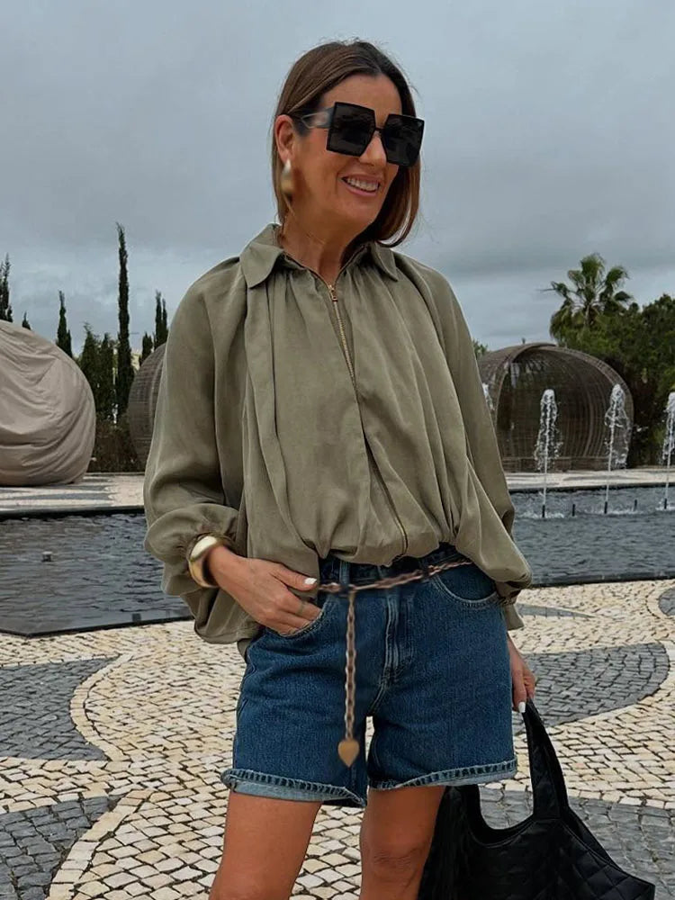RAYA ÜBERGANGSJACKE MIT REISSVERSCHLUSS UND LEICHTEM STOFF