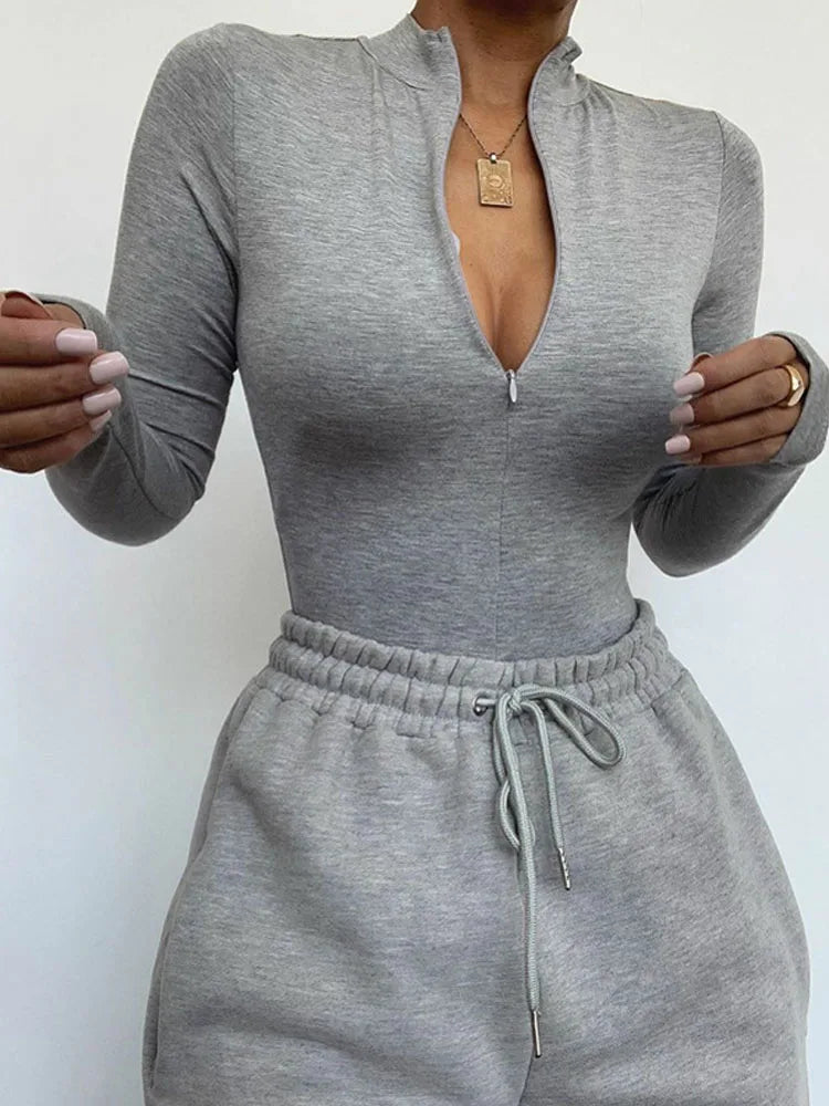 MIYAKO BODYSUIT – FIGURBETONTER LANGARM-EINTEILER MIT REISSVERSCHLUSS