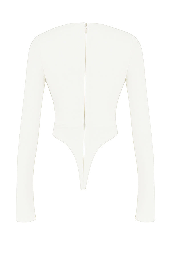 Margot | Chic Weiß Ausschnitt Langarm Crop Top für Trendy Frauen 5