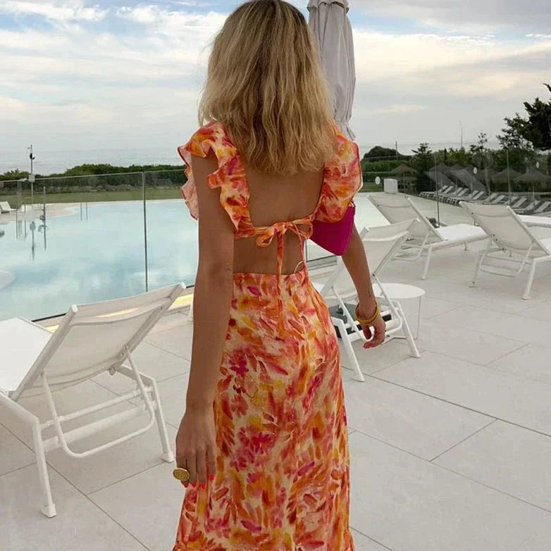 FIORA MAXIKLEID – MAXIKLEID MIT RÜSCHEN UND BLUMENMUSTER FÜR EINEN STYLISCHEN SOMMERLOOK MIT FEMININER NOTE