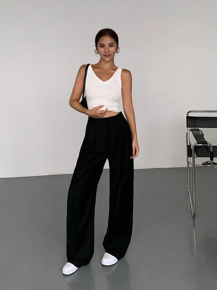 ALINE ANZUGHOSEN – HIGH-WAIST HOSEN MIT WEITEM BEIN & BÜGELFALTE