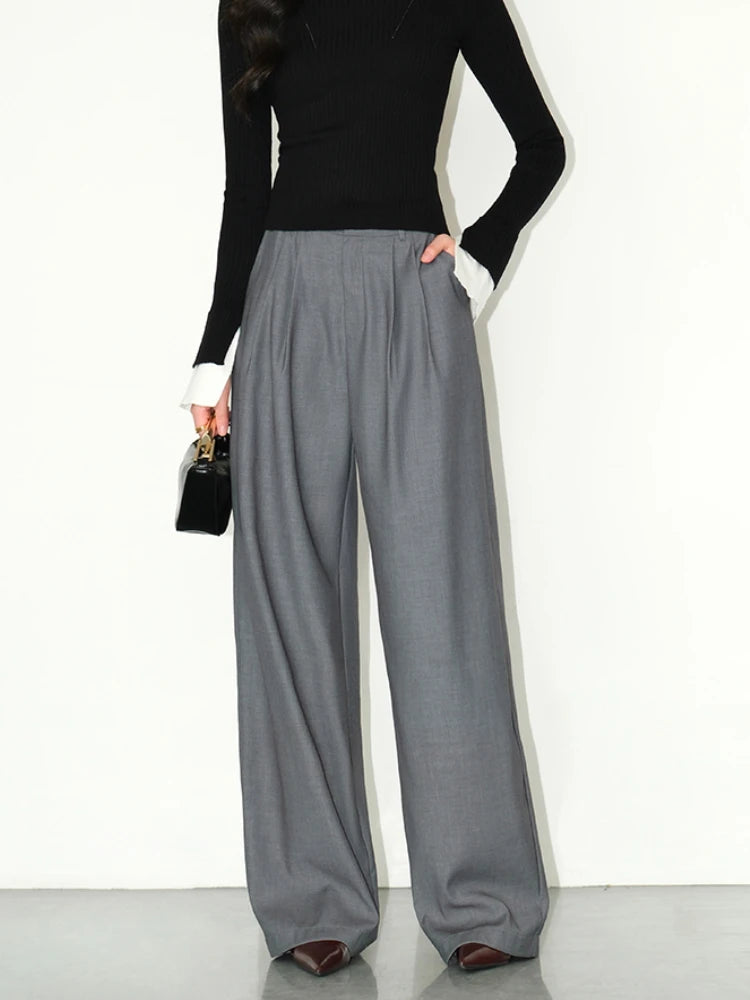 ALINE ANZUGHOSEN – HIGH-WAIST HOSEN MIT WEITEM BEIN & BÜGELFALTE
