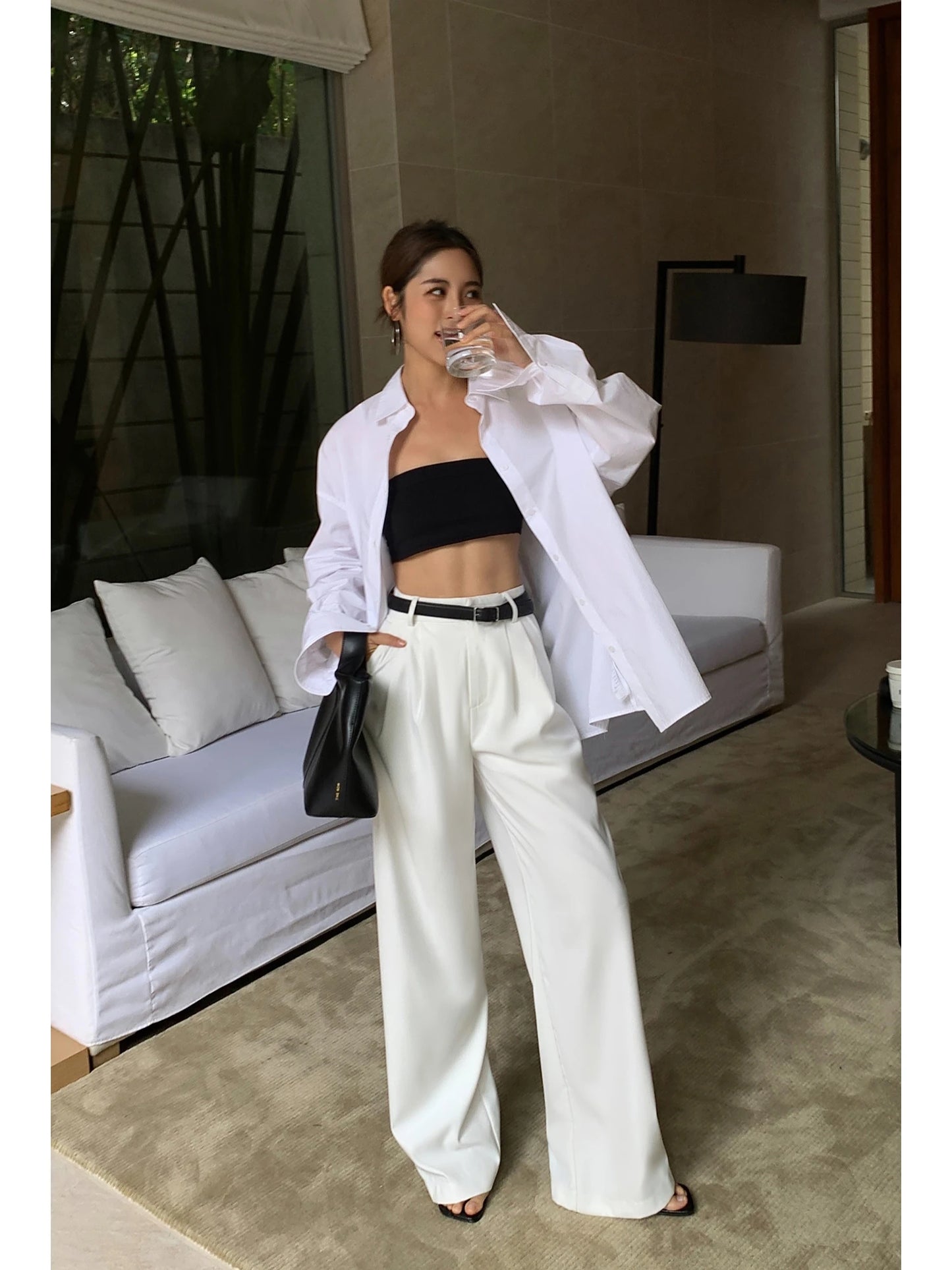 ALINE ANZUGHOSEN – HIGH-WAIST HOSEN MIT WEITEM BEIN & BÜGELFALTE