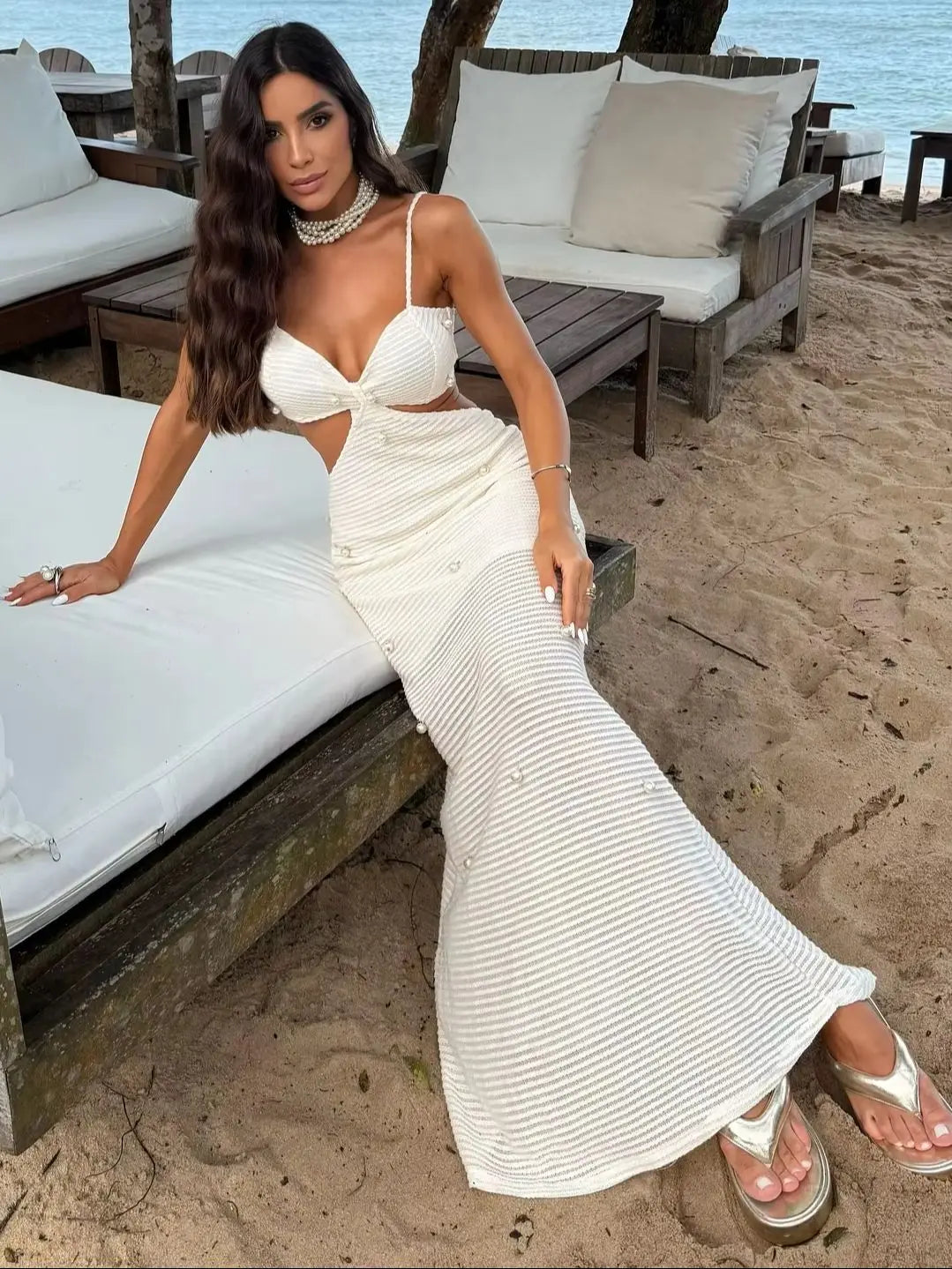 Mesh Long Dress Women Summer Cutout Party Kleider vertuschen elegante schlanke geteilte Maxi Vestidos Holiday Beach Robe 3