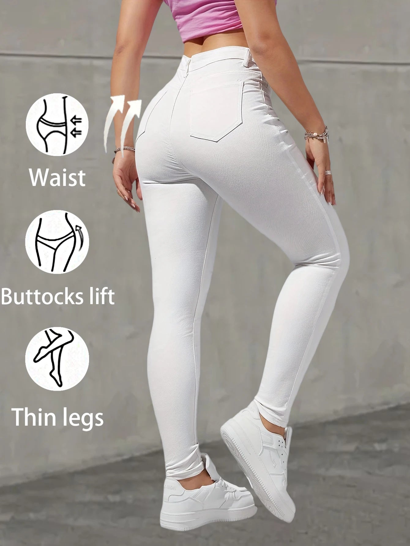 VALENCIA STRETCHJEANS MIT HOHEM BUND UND SKINNY FIT IN WEISS